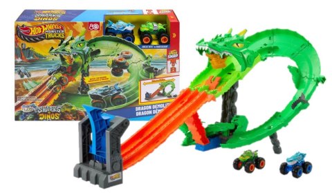 Hot Wheels Monster Trucks Rekiny vs Dinozaury Smoczy wyścig JGB06 pud1