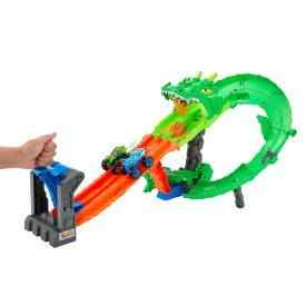 Hot Wheels Monster Trucks Rekiny vs Dinozaury Smoczy wyścig JGB06 pud1