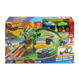 Hot Wheels Monster Trucks Rekiny vs Dinozaury Smoczy wyścig JGB06 pud1