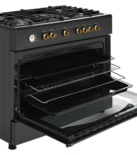 Kuchnia gazowo elektryczna Ravanson Retro KWGE-90AR (czarny)