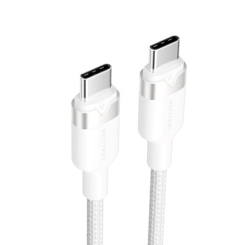 Kabel USB-C do USB-C Vention w oplocie 3A 480Mbps 60W PD 2m biały