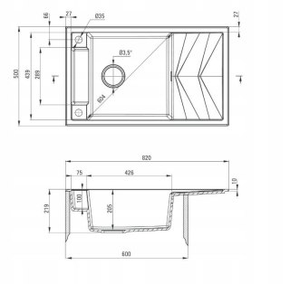 Zlewozmywak granitowy magnetyczny 1-komorowy z ociekaczem ZRM S113