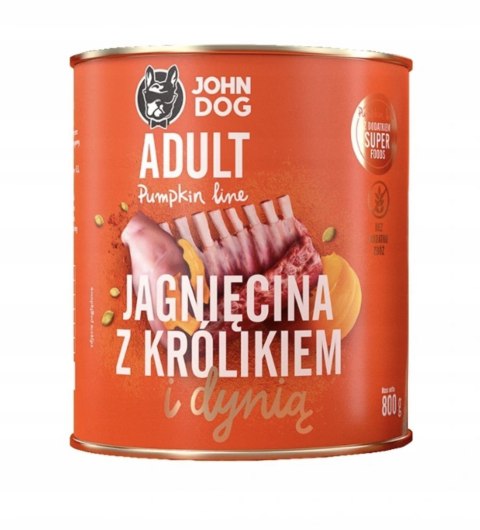 John Dog PUMPKIN Ad.jagnięcina królik dynia 800g
