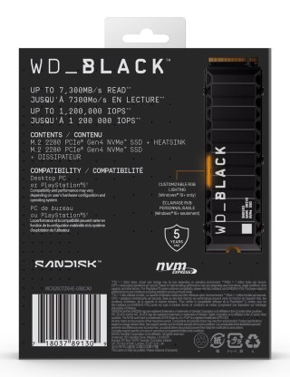Dysk SSD WD Black SN850X WDS200T2XHE (2 TB ; M.2; PCIe NVMe 4.0 x4; heatsink)