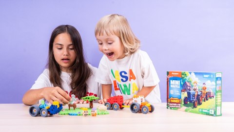 MARIOINEX Klocki Mini Waffle Farmer Traktory i wypasiona łąka, 110 elementów