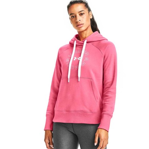 Bluza damska Under Armour Rival Fleece Metallic Hoodie różowa 1356323 668