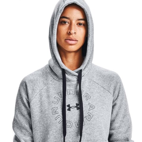 Bluza damska Under Armour Rival Fleece Metallic Hoodie szara 1356323 035 Bluza damska Under Armour Rival Fleece Metallic Hoodie szara 1356323 035