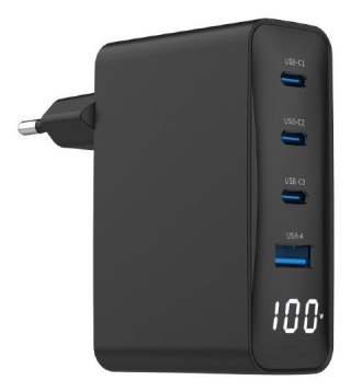 GEMBIRD 4-PORTOWA SZYBKA ŁADOWARKA SIECIOWA GAN (PD) USB (3X USB-A + 1X USB TYP-C) 100W, CZARNA