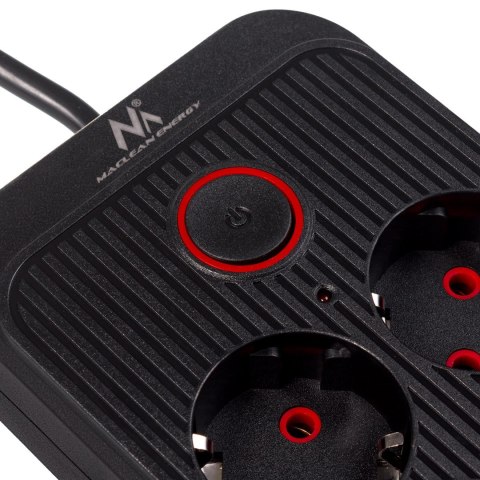 MACLEAN LISTWA ZASILAJĄCA MACLEAN, PRZEDŁUŻACZ 6 GNIAZD + 4XUSB, 110-240V AC 50/60HZ, 2.1A MAX 2500W, 3M, CZARNA, MCE391 B MC