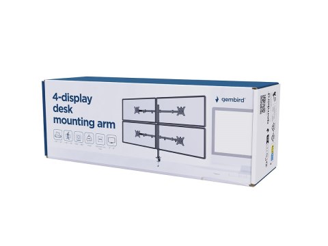 GEMBIRD BIURKOWE RAMIĘ/UCHWYT DLA CZTERECH MONITORÓW (REGULOWANE), 13"- 32"