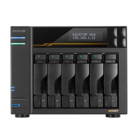 NAS Asustor AS6806T; Tower; 6x (3.5" SATA HDD/ 2.5" SSD); AMD Ryzen Embedded V3C14; 16G ECC DDR5 SODIMM (max. 64GB), 2x 10GbE, 2