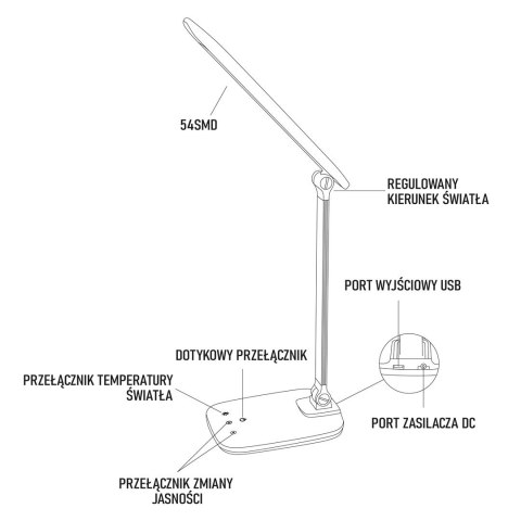 MONTIS MT042-BK LAMPKA BIURKOWA LED CZARNA 230V + USB