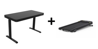 Bieżnia Urevo Spacewalk 3S + Biurko regulowane elektrycznie TUCKANO czarne