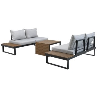 Zestaw ogrodowy wypoczynkowy narożny lub 2 sofy + stolik MARBELLA szary