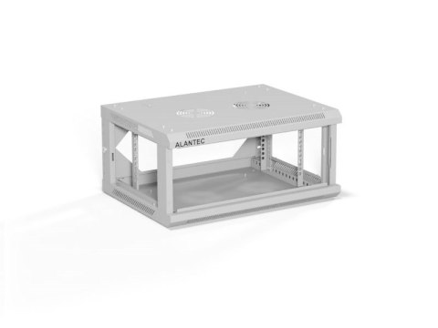 ALANTEC Szafa wisząca 19" 4U 600x450, drzwi szklane, kolor szary, do samodzielnego montażu - Flat Pack (SW-4U-600-450-01-SF)