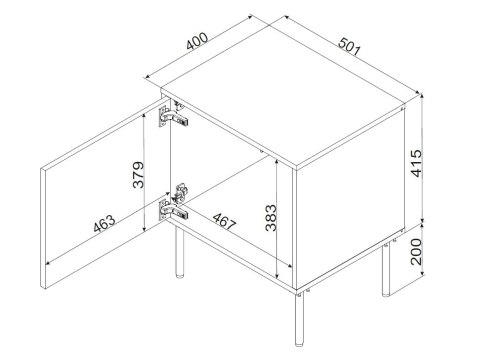 Szafka nocna 2szt INSERTO 50x40x61,5 kaszmir + LED