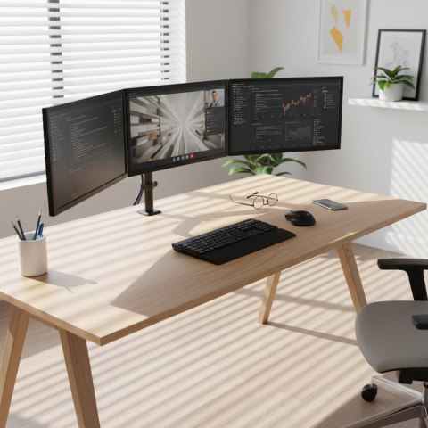 MACLEAN UCHWYT NA 3 MONITORY, SPRĘŻYNA GAZOWA, 17"-27", 2-8KG, CZARNY MC-137