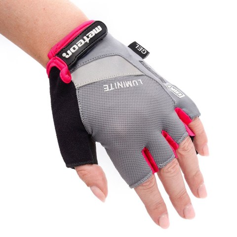 Rękawiczki rowerowe Meteor Gel GX34 szaro-różowe 26218-26219 Rękawiczki rowerowe Meteor Gel GX34 szaro-różowe 26218-26219