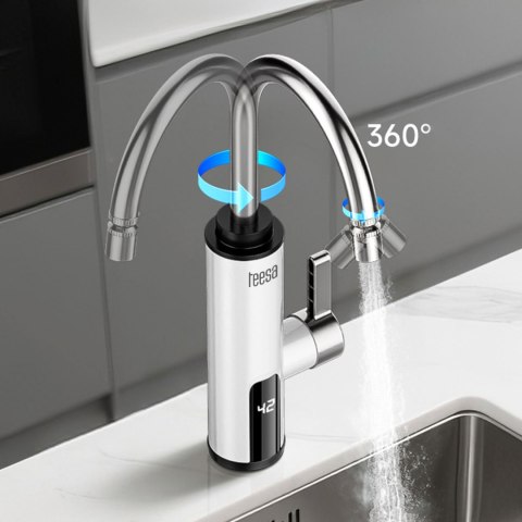 Przepływowy podgrzewacz wody - bateria kuchenna biała