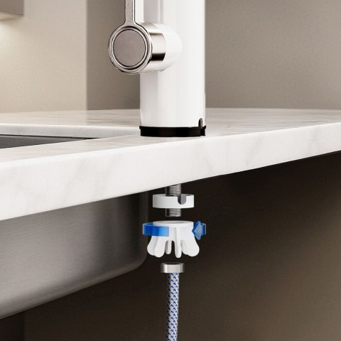 Przepływowy podgrzewacz wody - bateria kuchenna biała