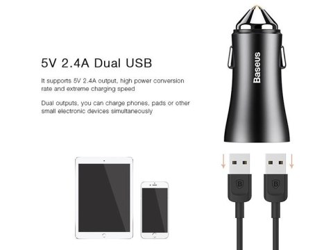 Baseus Ładowarka Samochodowa 2x USB 2.4A
