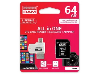 Goodram microSDXC 64GB Class 10 karta + adapter + czytnik