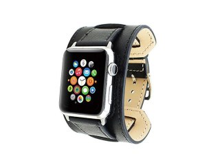 Pasek skórzany Cuffs Mankiet Apple Watch 1/2/3/4/5/ 38/40mm Czarny