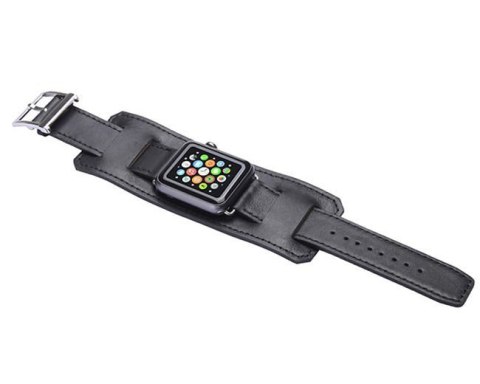 Pasek skórzany Cuffs Mankiet Apple Watch 1/2/3/4/5/ 38/40mm Czarny