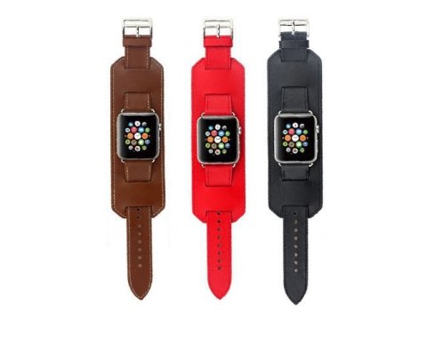 Pasek skórzany Cuffs Mankiet Apple Watch 1/2/3/4/5/ 38/40mm Czarny