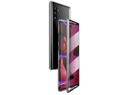 Etui magnetyczne szklane Dr.Fit dwustronne do Galaxy Note 10 Srebrne