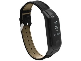 Skórzany pasek Alogy leather band do Xiaomi Mi Ban 3/4 eko skóra czarny