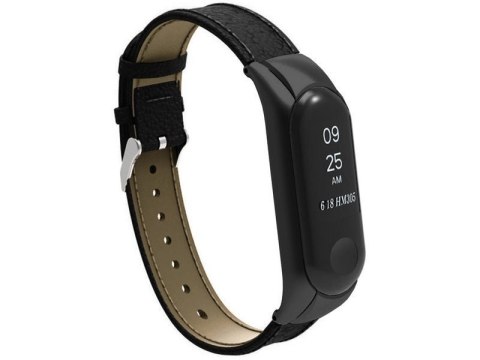 Skórzany pasek Alogy leather band do Xiaomi Mi Ban 3/4 eko skóra czarny