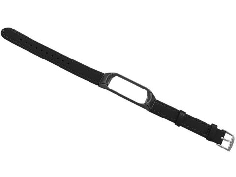 Skórzany pasek Alogy leather band do Xiaomi Mi Ban 3/4 eko skóra czarny