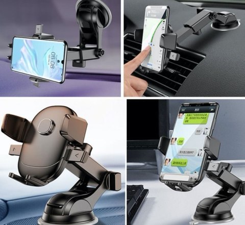 Uchwyt samochodowy 360 Alogy na szybę, deskę rozdzielczą czarny