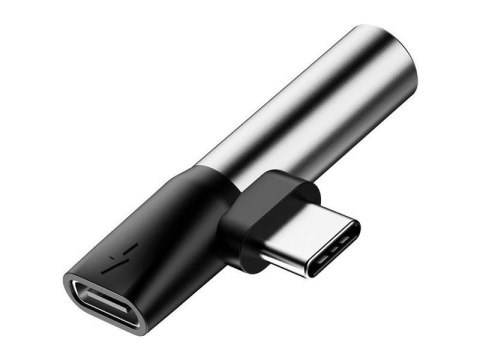 Adapter Baseus USB-C do Audio Mini Jack 3.5mm + USB-C kątowy L41 Srebrny