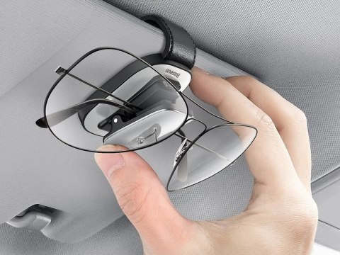 Baseus Uchwyt wieszak na okulary klips samochodowy Srebrny