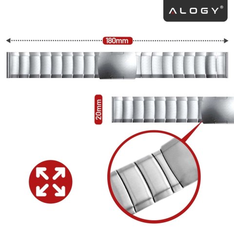 Bransoleta Steel Simple pasek Alogy stal nierdzewna do smartwatcha 20mm Srebrna