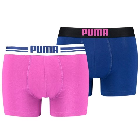 Bokserki męskie Puma Placed Logo Boxer 2P różowe, niebieskie 906519 11 Bokserki męskie Puma Placed Logo Boxer 2P różowe, niebieskie 906519 11