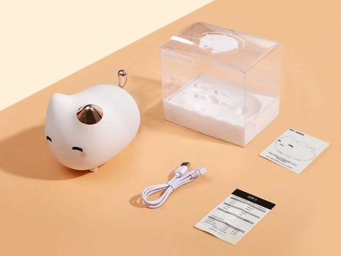 Baseus Nocna lampka dla dziecka silikonowa LED w kształcie kota Biała