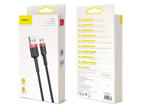 Kabel 3m Baseus Cafule wytrzymały przewód nylon micro USB 2A Czerwony