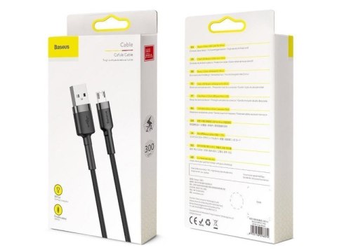 Kabel 3m Baseus Cafule wytrzymały przewód nylon micro USB 2A Szary