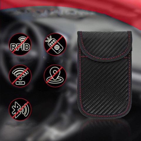 Antykradzieżowe etui na klucze Alogy pokrowiec blokujący sygnał ochrona RFID 13x8.2cm karbon czarny