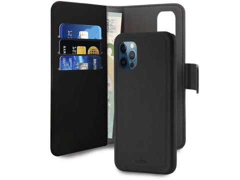 Etui obudowa PURO Wallet Detachable do Apple iPhone 12/ 12 Pro Czarne