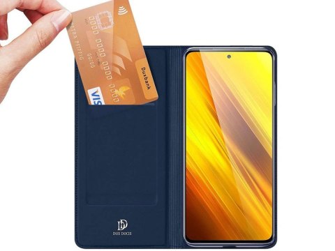 Etui ochronne z klapką Dux Ducis Skin skórzane do Xiaomi Poco X3 NFC Granatowe