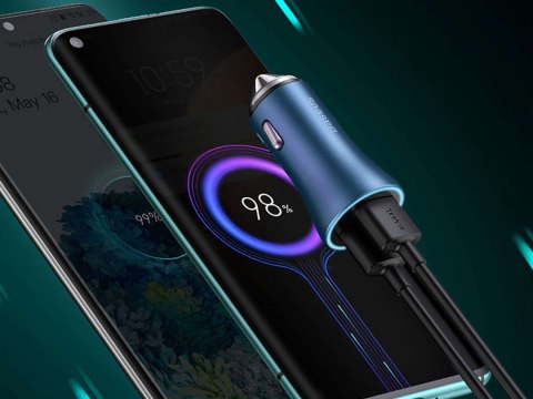Ładowarka samochodowa Baseus USB+ USB-C QC3.0 PD 40W Blue