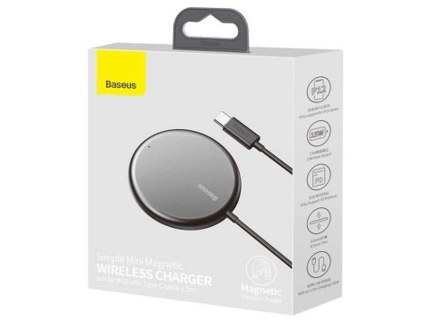 Magnetyczna ładowarka indukcyjna Qi Baseus do iPhone 12 15W Black