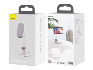 Stojak teleskopowy z ładowarką Qi 2w1 Baseus na telefon/ tablet Srebrny