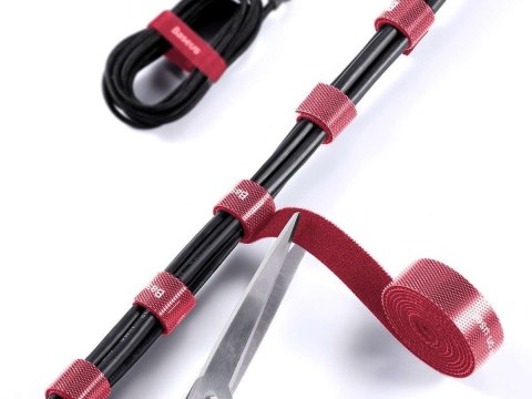 Taśma rzep Baseus organizer opaska do kabli Circle Velcro Strap 3m Czerwona