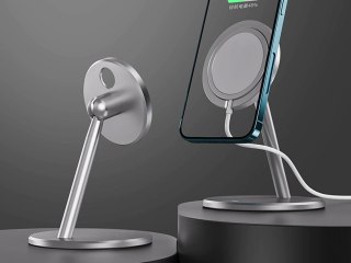 Uchwyt stojak do ładowarki Qi MagSafe na biurko Alogy do iPhone 12 13 14 Srebrny