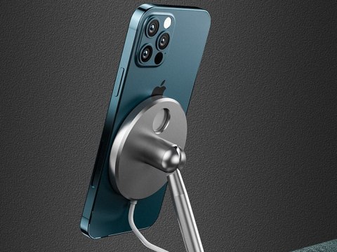 Uchwyt stojak do ładowarki Qi MagSafe na biurko Alogy do iPhone 12 13 14 Srebrny